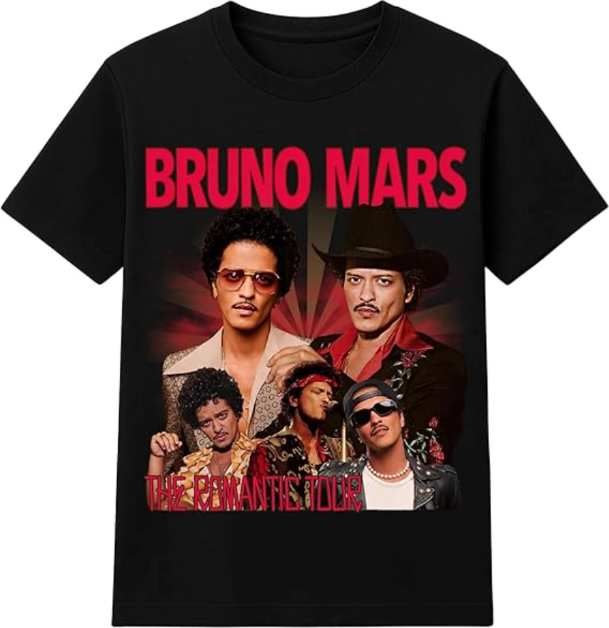 Handmade Vintage The Romantic Tour 2026 T-Shirt, Bruno Concert Merch, Memorabilia Best Friend Matching Tee, Trendy Concert Lover Gift Multicolor Unisex