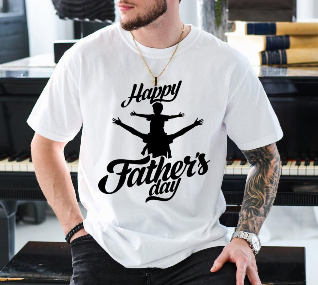Happy Father’s Day Shirt – Dad and Child Silhouette Tee, Minimalist Father’s Day Gift from Kids for New Dad