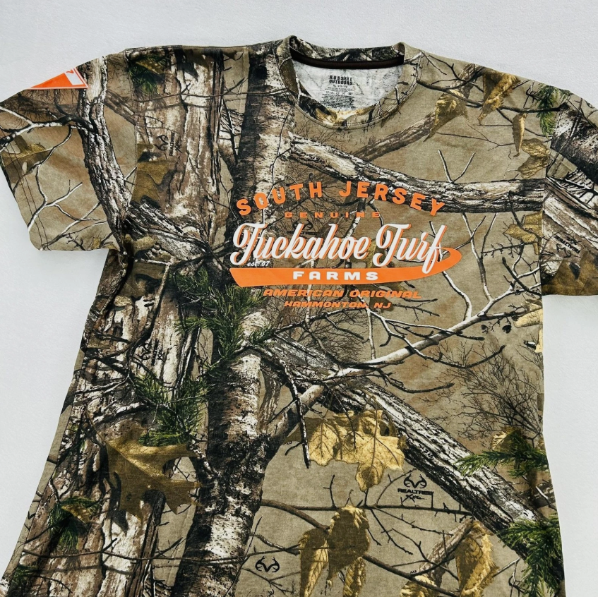 Russell Outdoors Shirt Mens Brown Realtree Camo Tuckahoe Turf Farms Hunting
