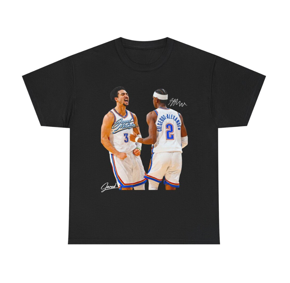 Jared McCain and Shai Gilgeous Alexander OKC T Shirt Player Graphic Tee