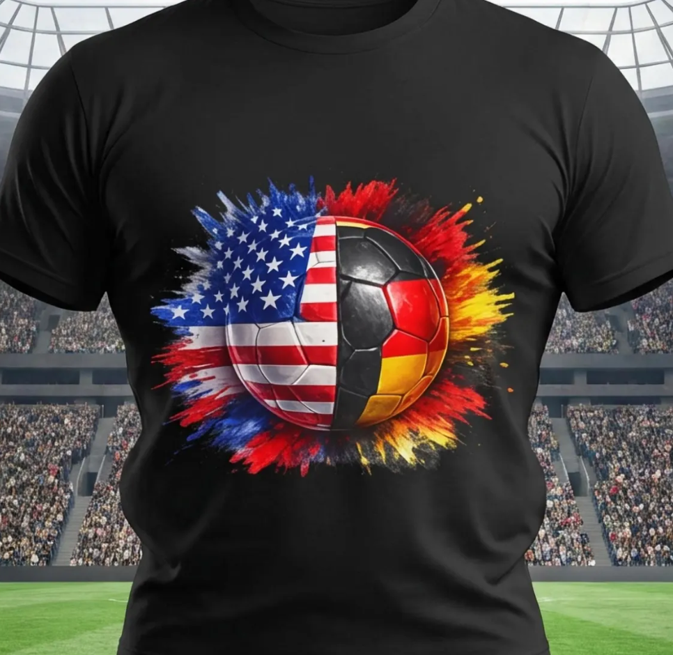USA vs Germany Soccer Shirt, World Cup Football Fan Tee, USA Germany Flag Soccer Ball T Shirt, Soccer Match Fan Gift