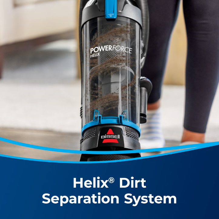 BISSELL PowerForce Helix, Bagless, Upright Vacuum, Pet Friendly, Scatter-Free Technology, Helix Dirt Separation System, Lightweight, 3313, Blue & Black
