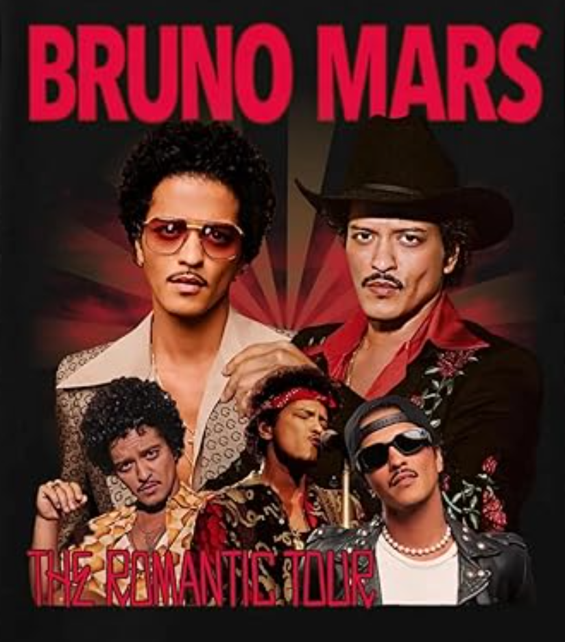 Handmade Vintage The Romantic Tour 2026 T-Shirt, Bruno Concert Merch, Memorabilia Best Friend Matching Tee, Trendy Concert Lover Gift Multicolor Unisex