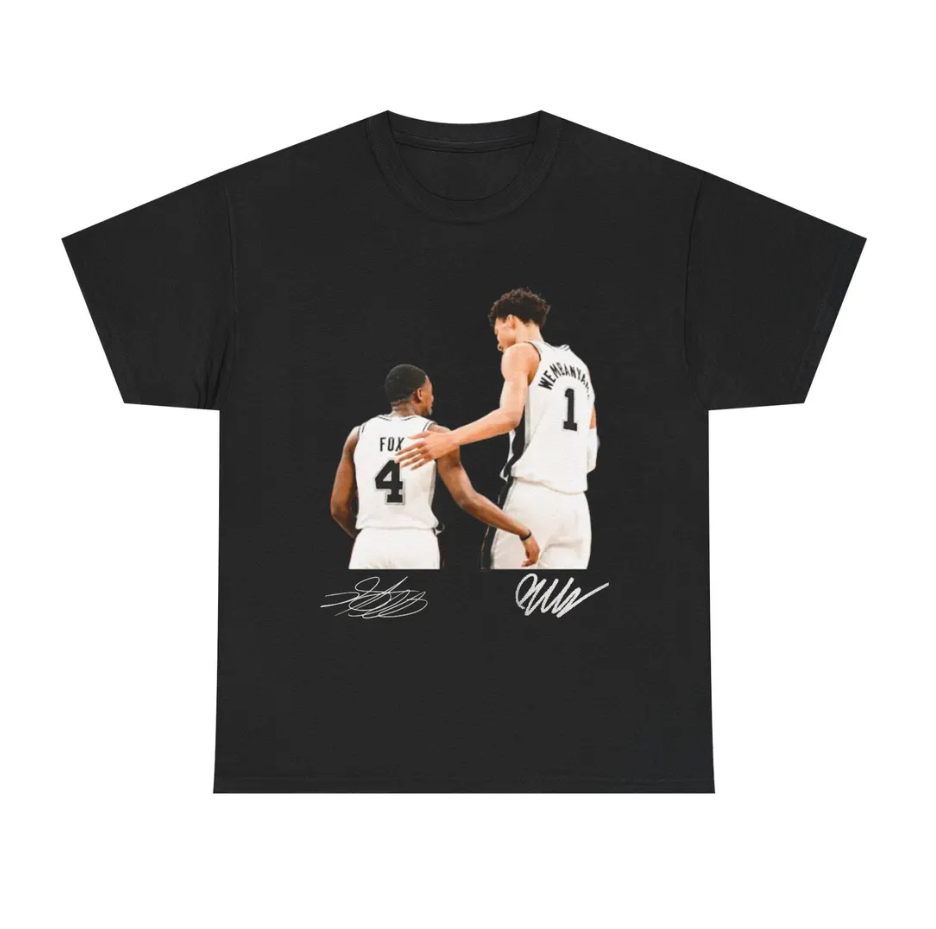 De'Aaron Fox and Victor Wembanyama San Antonio T Shirt Autograph Edition