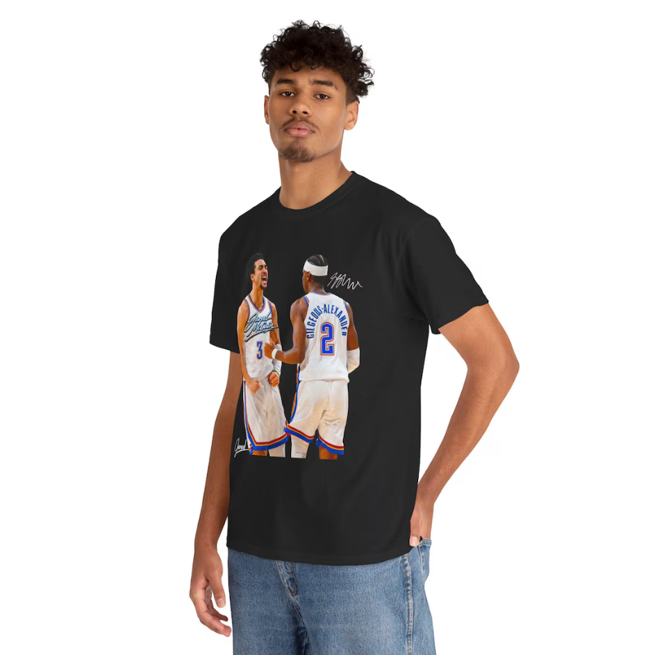 Jared McCain and Shai Gilgeous Alexander OKC T Shirt Player Graphic Tee