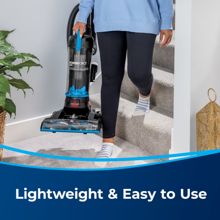 BISSELL PowerForce Helix, Bagless, Upright Vacuum, Pet Friendly, Scatter-Free Technology, Helix Dirt Separation System, Lightweight, 3313, Blue & Black