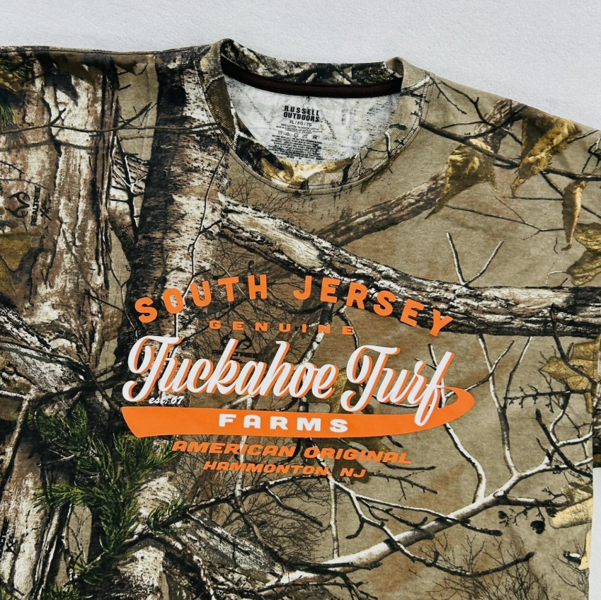 Russell Outdoors Shirt Mens Brown Realtree Camo Tuckahoe Turf Farms Hunting
