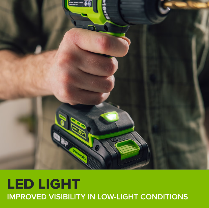 Greenworks 24V Brushless 3/8" Drill Driver with USB-C Battery, PowerAll