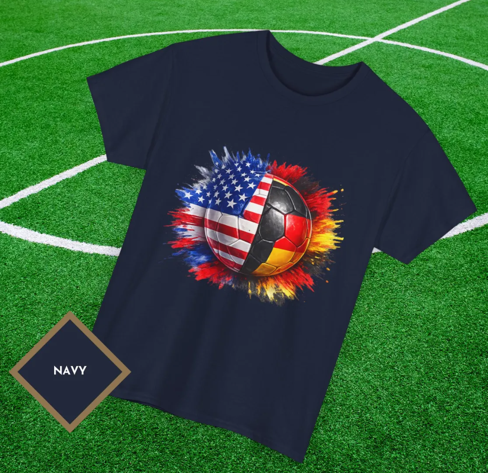 USA vs Germany Soccer Shirt, World Cup Football Fan Tee, USA Germany Flag Soccer Ball T Shirt, Soccer Match Fan Gift