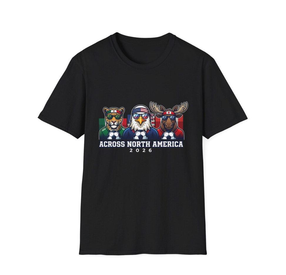 World Cup 2026 T-Shirt, FIFA 2026 Across North America Tee, USA Mexico Canada Soccer Fan Gift Shirt
