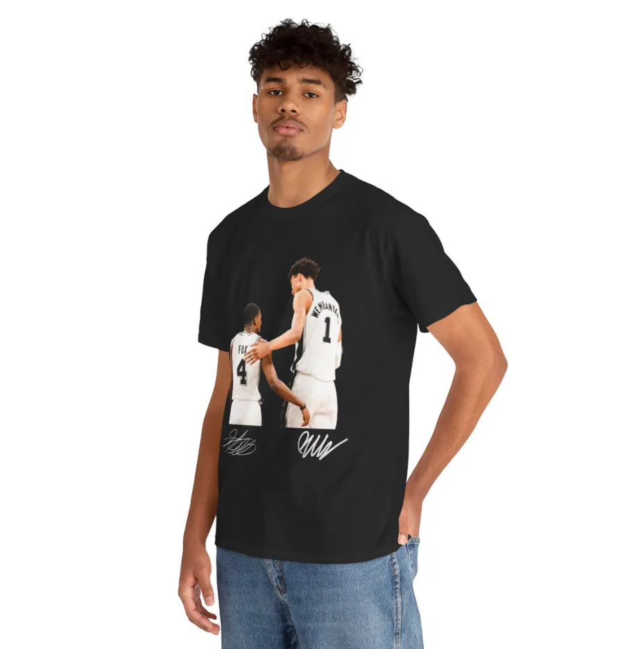 De'Aaron Fox and Victor Wembanyama San Antonio T Shirt Autograph Edition