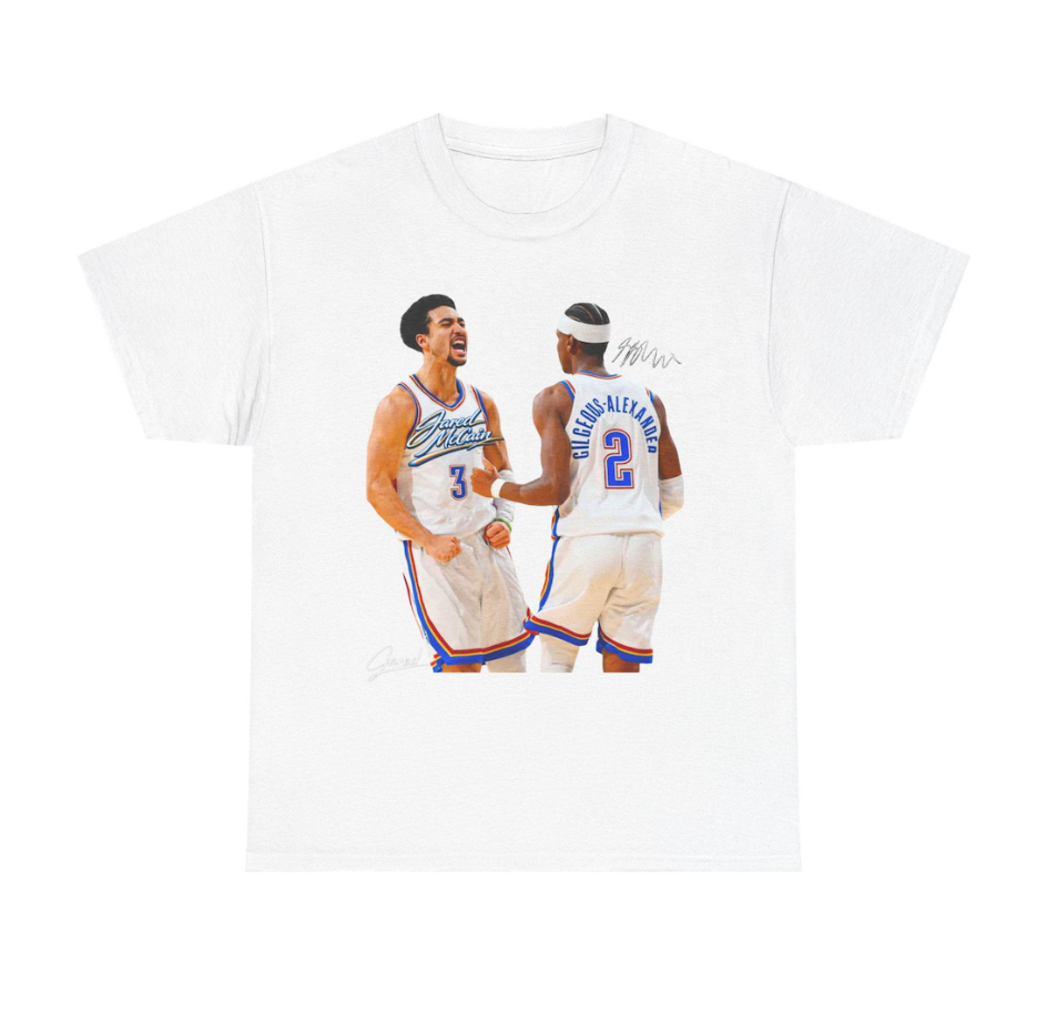 Jared McCain and Shai Gilgeous Alexander OKC T Shirt Player Graphic Tee