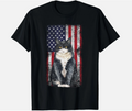 Patriotic tuxedo cat 4th of July Vintage US American Flag Gift Unisex T-Shirt