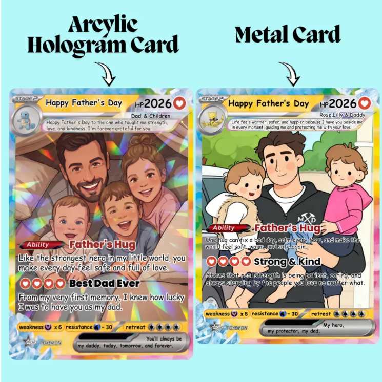 Personalized Pokemon Card From Photo to Holo Card, Father’s Day Gift for Dad, Anniversary