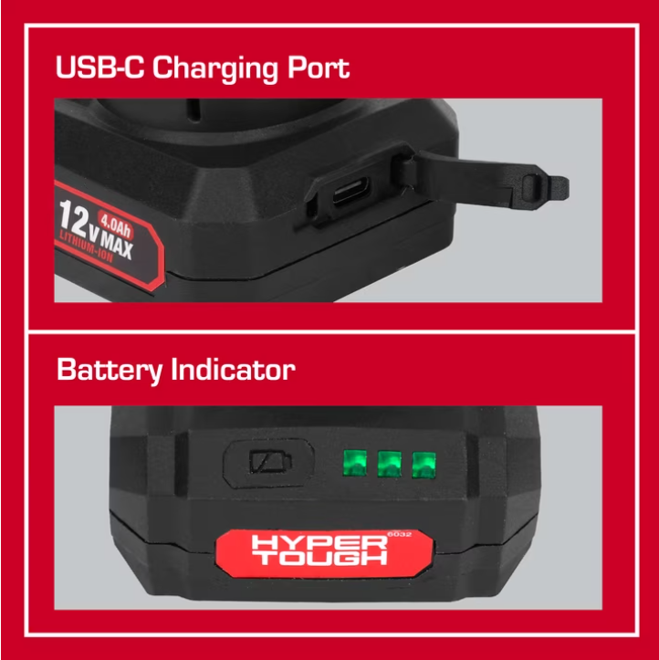 Hyper Tough 12V Lithium-Ion 4.0Ah Rechargeable Battery