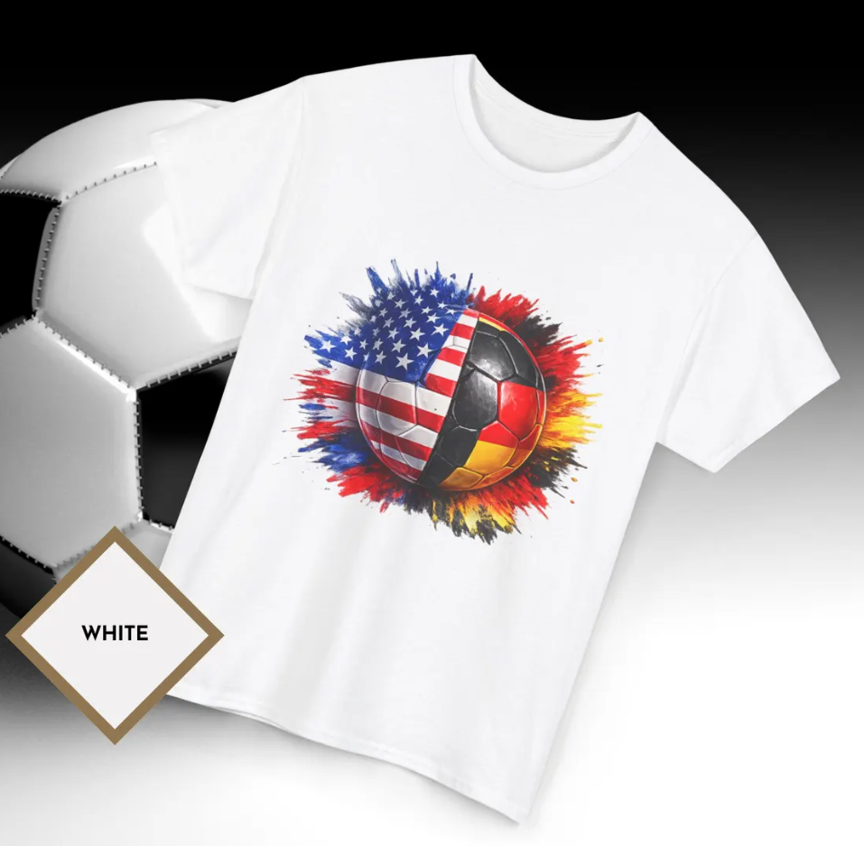 USA vs Germany Soccer Shirt, World Cup Football Fan Tee, USA Germany Flag Soccer Ball T Shirt, Soccer Match Fan Gift