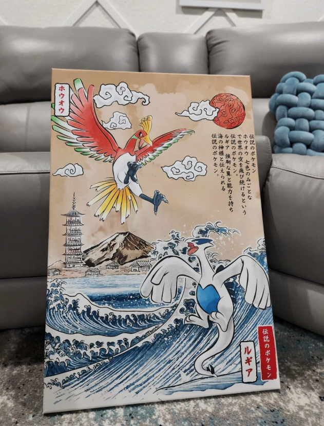 Ho-Oh vs Lugia Pokemon Art Poster Canvas Wall Art Home Decor anime fan art gift