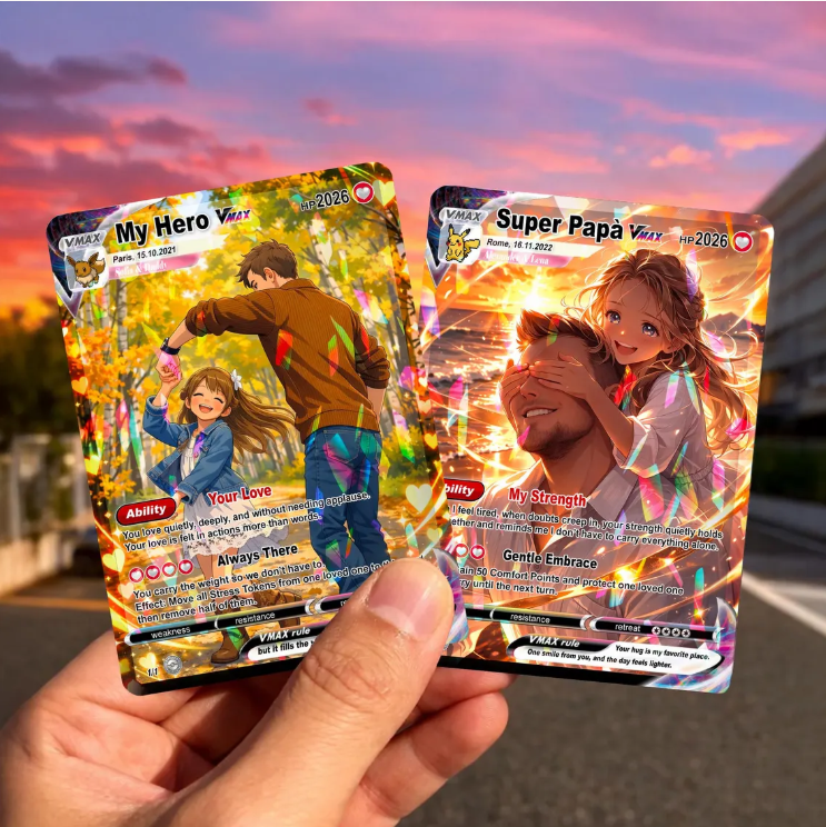 Dad Custom Pokemon Card VMAX, Personalized Pokemon Fathers Day Gift, VMAX Pokemon Custom Photo Pokemon Card, Pokemon trading card game Dad
