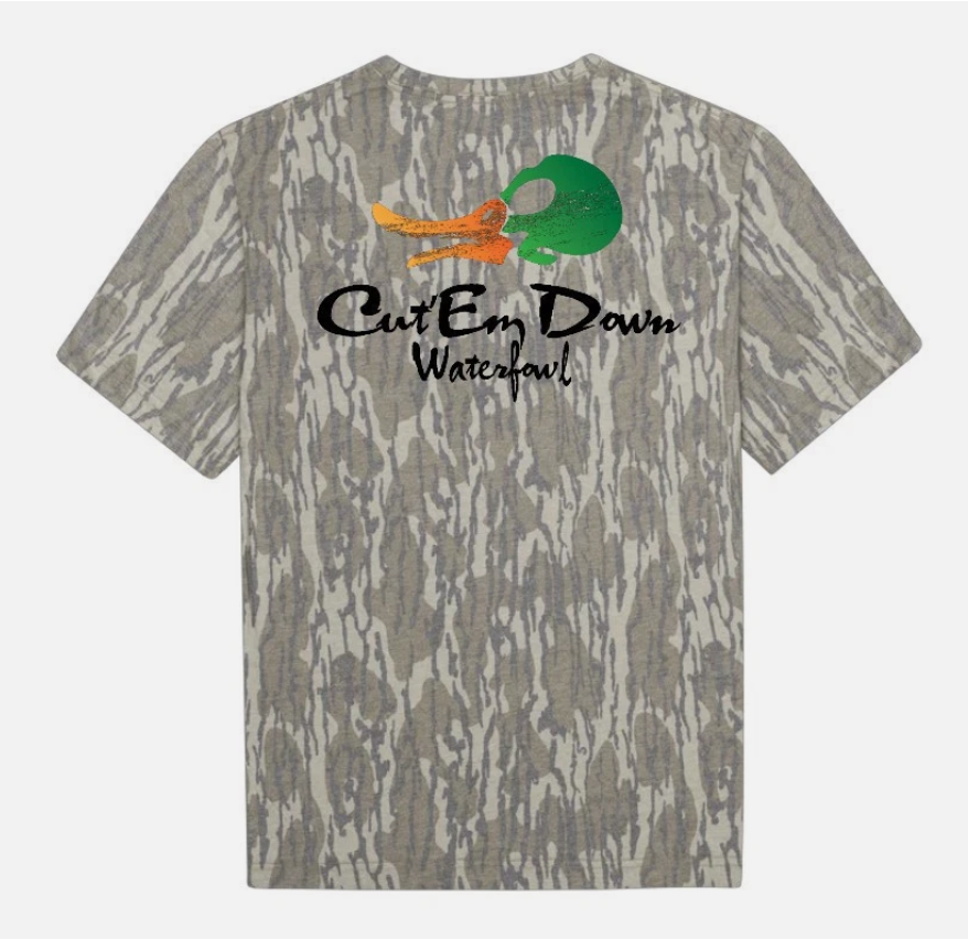 Cut'Em Down Waterfowl Mossy Oak Washed Out Camo Tee - Faded Old School Camo