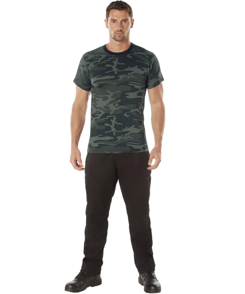 Black Camouflage Crew Neck T-Shirt