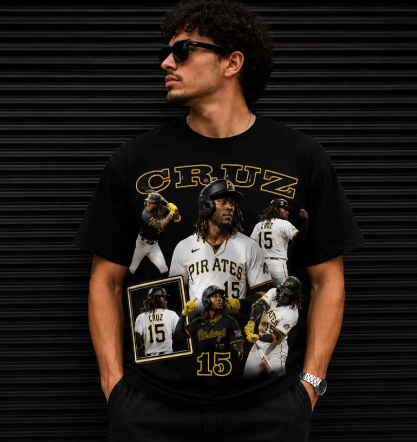 Oneil Cruz Baseball Collage T-Shirt | Pirates Number 15, Player Portraits