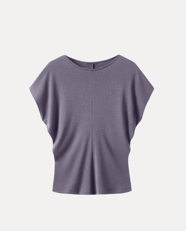 Linen-Blend Round Neck Relaxed Summer Top