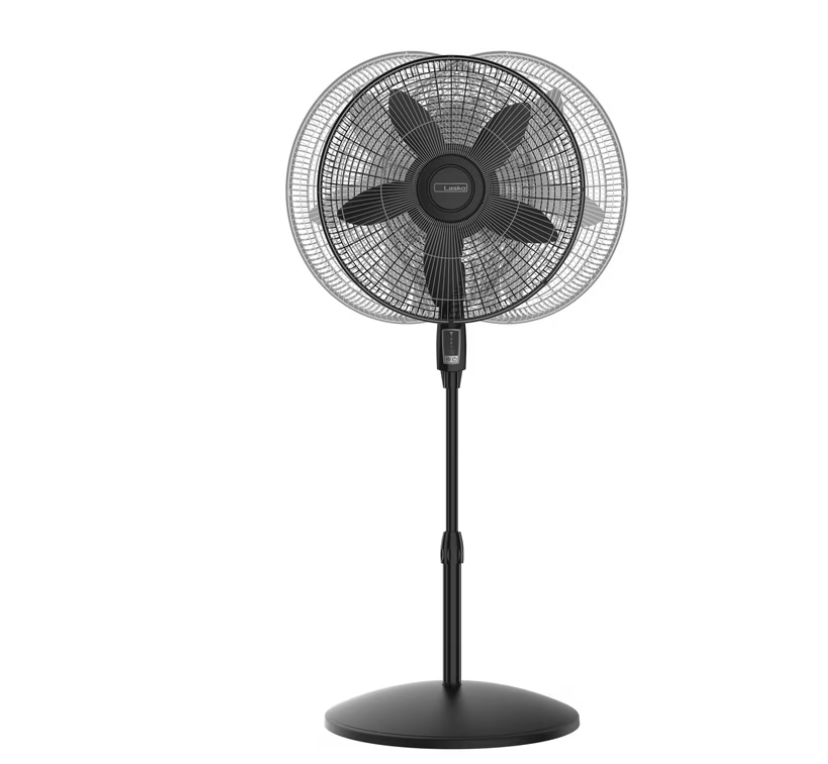 Lasko Cyclone Max 18" Oscillating Pedestal Fan with Remote, Adjustable Height and 4 Speeds for Whole Room Cooling, Black, S18605