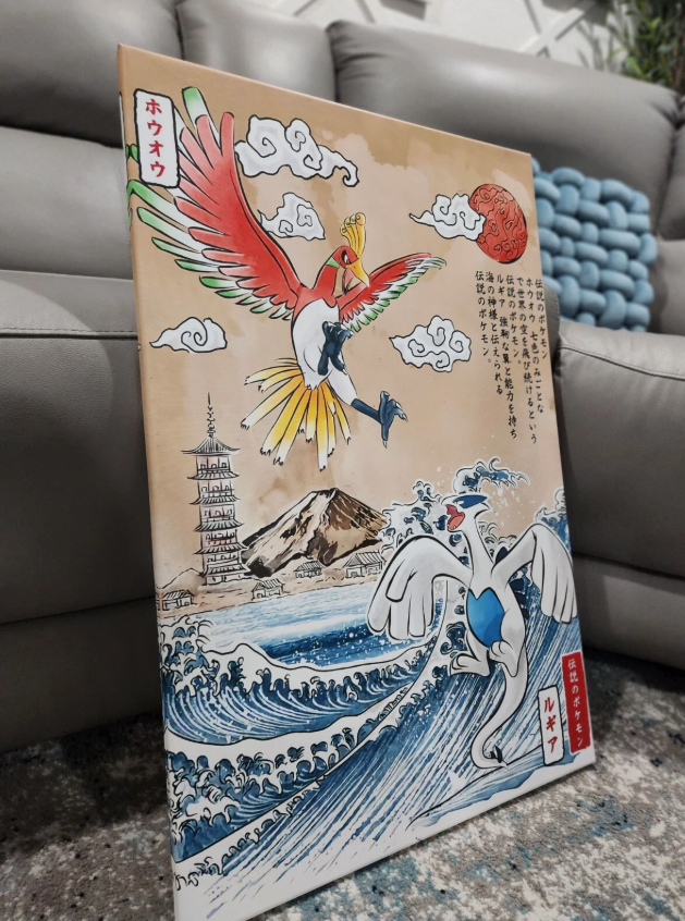 Ho-Oh vs Lugia Pokemon Art Poster Canvas Wall Art Home Decor anime fan art gift