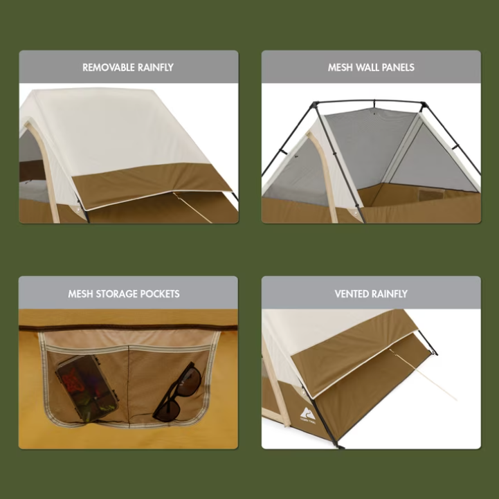 Ozark Trail 7' x 7' 3-Person A-Frame Tent, 13.44 lbs