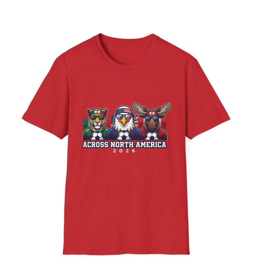 World Cup 2026 T-Shirt, FIFA 2026 Across North America Tee, USA Mexico Canada Soccer Fan Gift Shirt