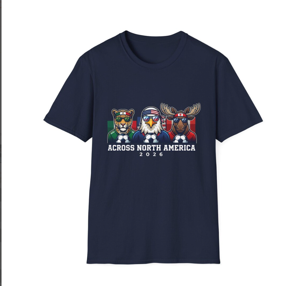 World Cup 2026 T-Shirt, FIFA 2026 Across North America Tee, USA Mexico Canada Soccer Fan Gift Shirt
