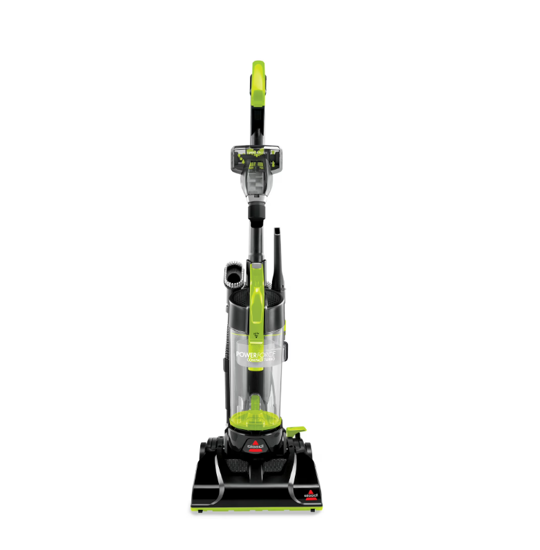 BISSELL PowerForce Compact Turbo, Bagless, Upright Vacuum, Powerful Suction, East Empty Dirt Tank, Lightweight, High Reach Wand, 2690, Green & Black