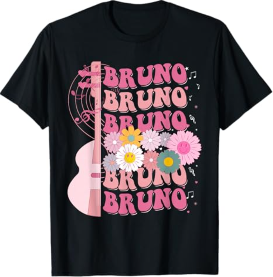 Girl Retro Bruno First Name Personalized Groovy 80's T-Shirt