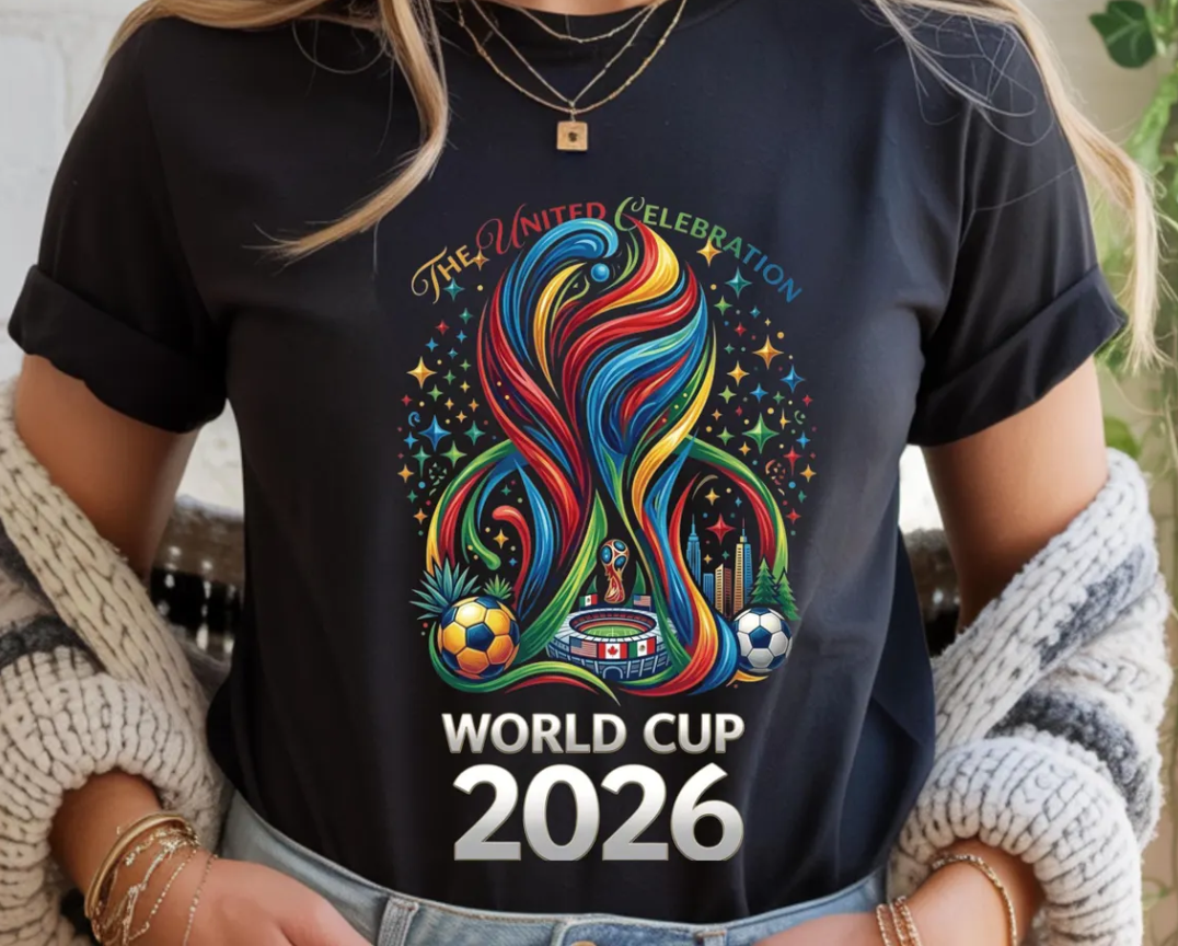World Cup 2026 PNG Design, Colorful Soccer Graphic Tee Print , Football ,Fan Art Sublimation
