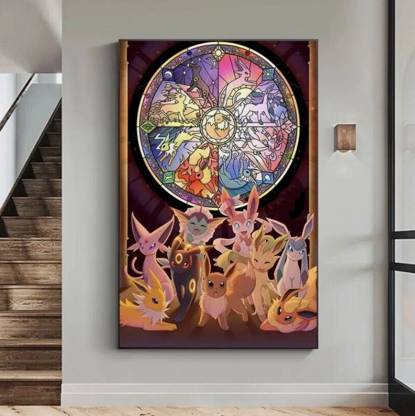 retro Pokémon Eeveelution poster painting print canvas Eevee wall art