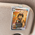 Personalized Father's Day Pokemon Style Car Clip, Custom Dad and Son Anime Photo Gift 2026, Gamer Dad Car Visor Accessory, Card Art Gift