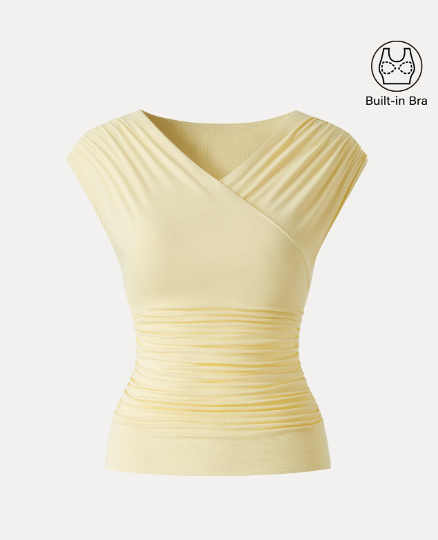 SkinKiss Surplice V-Neck Ruching Bra Top