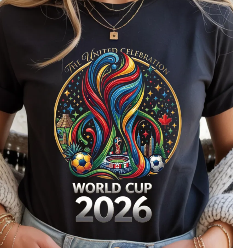 World Cup 2026 PNG Design, Colorful Soccer Graphic Tee Print , Football ,Fan Art Sublimation