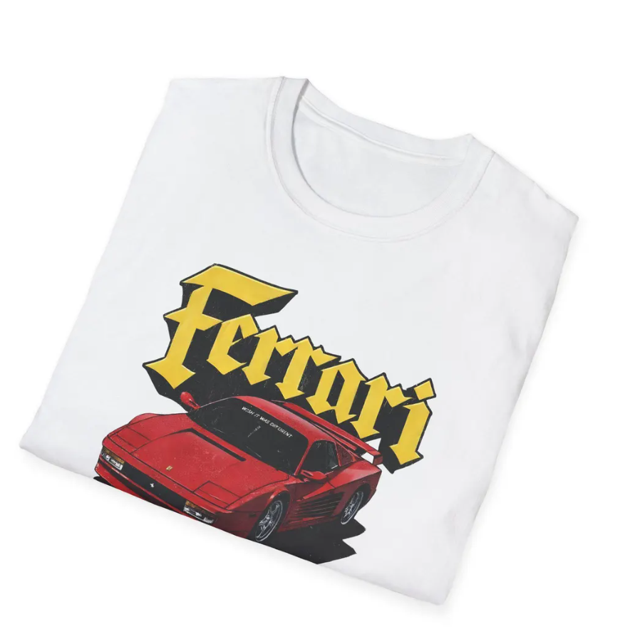 Ferrari Car T-Shirt Retro Supercar Graphic Tee, Classic Red Sports Car Design, Automotive Streetwear Shirt