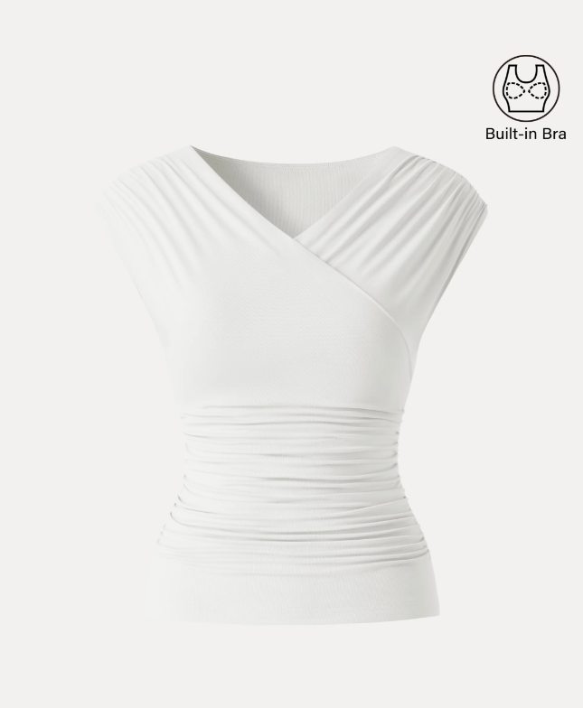SkinKiss Surplice V-Neck Ruching Bra Top