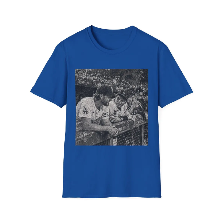 Baseball Players Ohtani Kershaw Abstract Photo T-Shirt Vintage Black & White Dodgers Stadium Image