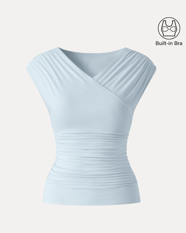 SkinKiss Surplice V-Neck Ruching Bra Top