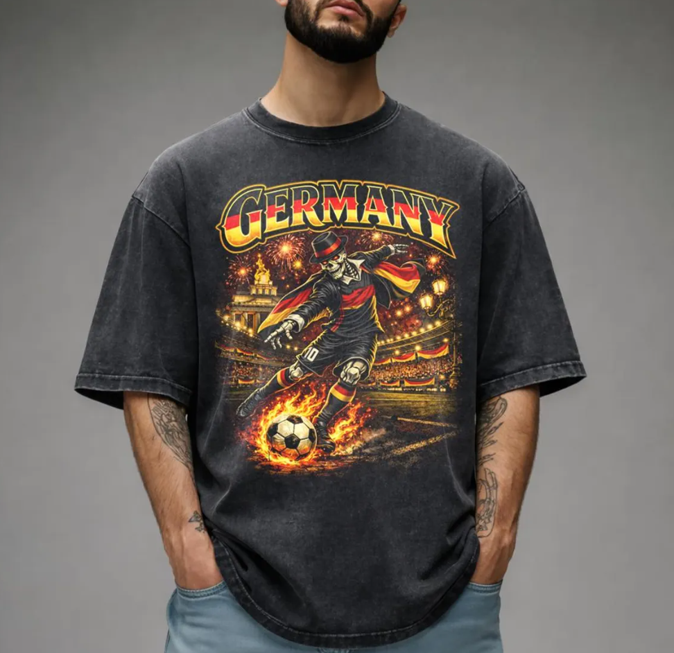 World Cup 2026 Shirt, USA Canada Mexico Soccer T-Shirt, Gothic Skull Germany Football Tee, Dark Aesthetic Streetwear, Unisex Football Gift