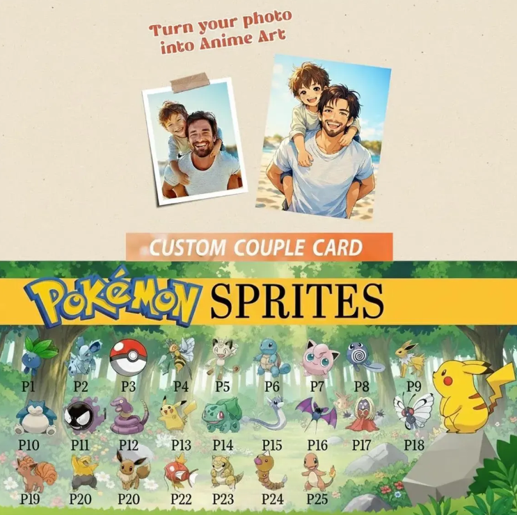 Personalized Father's Day Pokemon Style Car Clip, Custom Dad and Son Anime Photo Gift 2026, Gamer Dad Car Visor Accessory, Card Art Gift