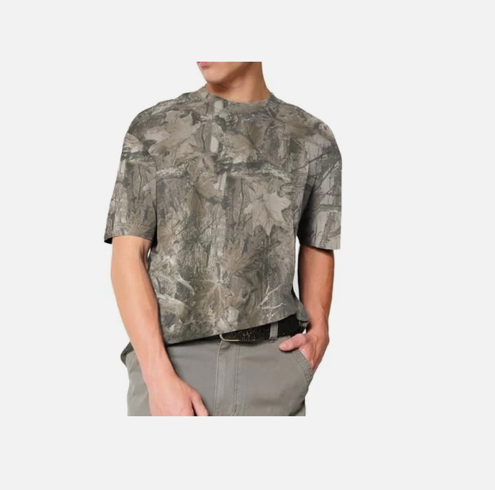 Camo Oversized Shirt Y2k Crewneck Maple Leaf Printed Short Sleeve Large Camo 02