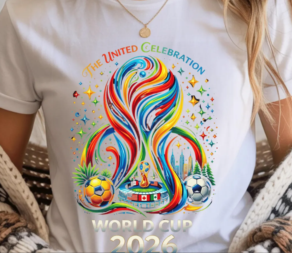 World Cup 2026 PNG Design, Colorful Soccer Graphic Tee Print , Football ,Fan Art Sublimation