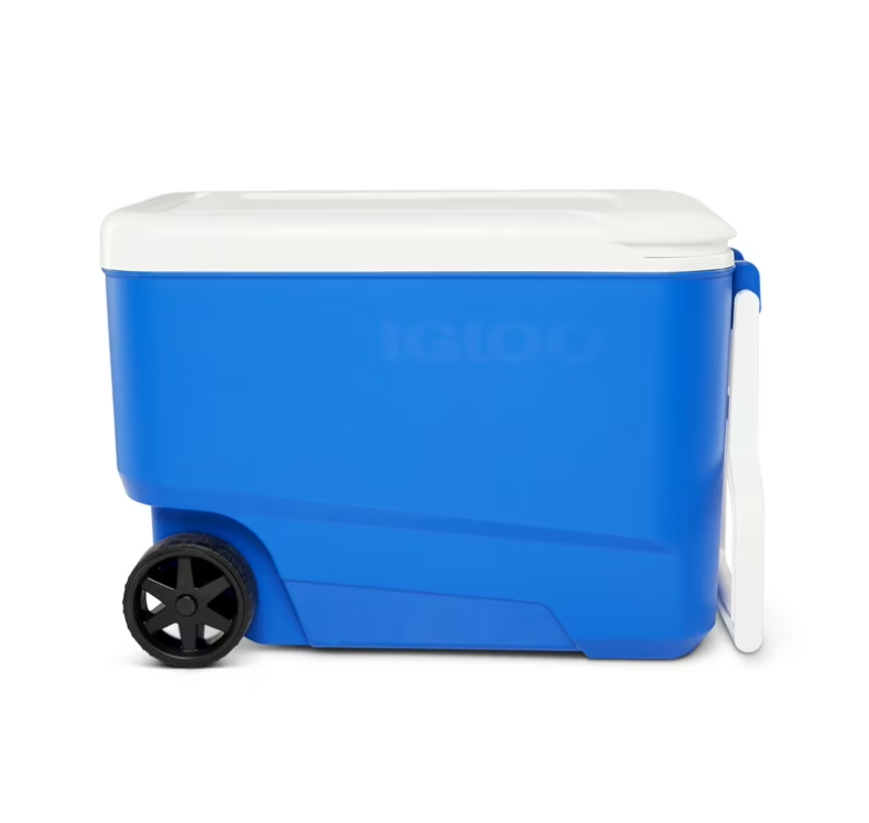 Igloo Wheelie Cool 38 QT Hard Sided Cooler with Wheels, Blue