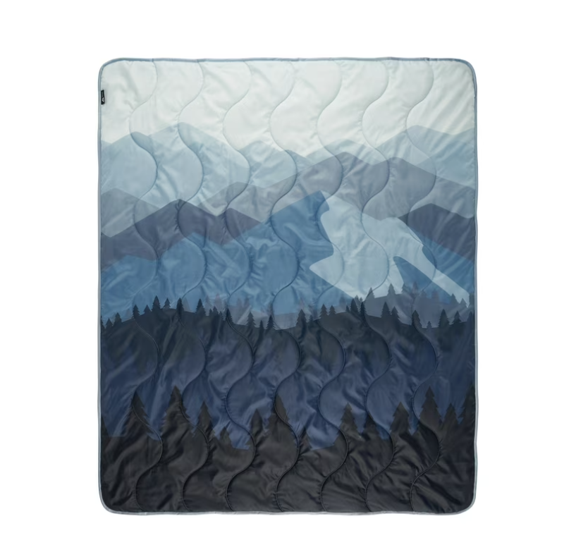 Ozark Trail Packable Blanket, 70" x 60" in Blue Mountain Scene Design for Camping/Travel/Picnics