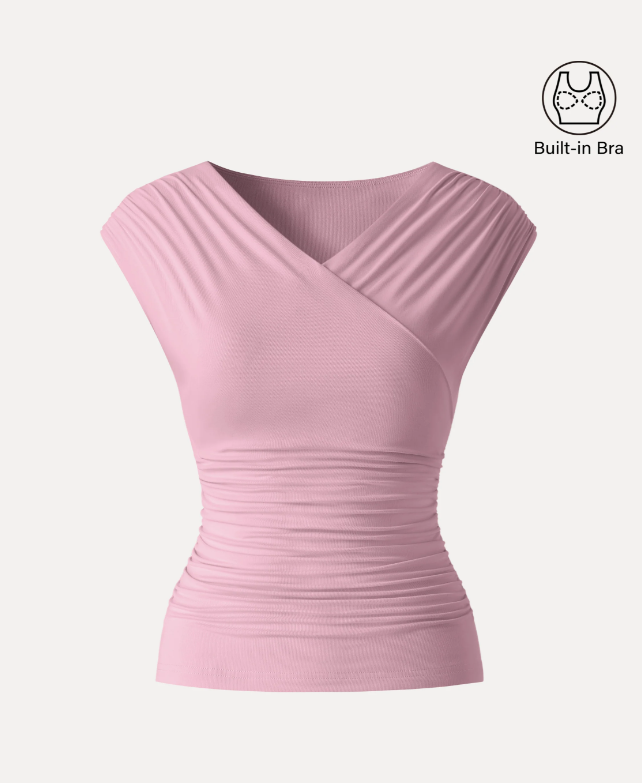 SkinKiss Surplice V-Neck Ruching Bra Top