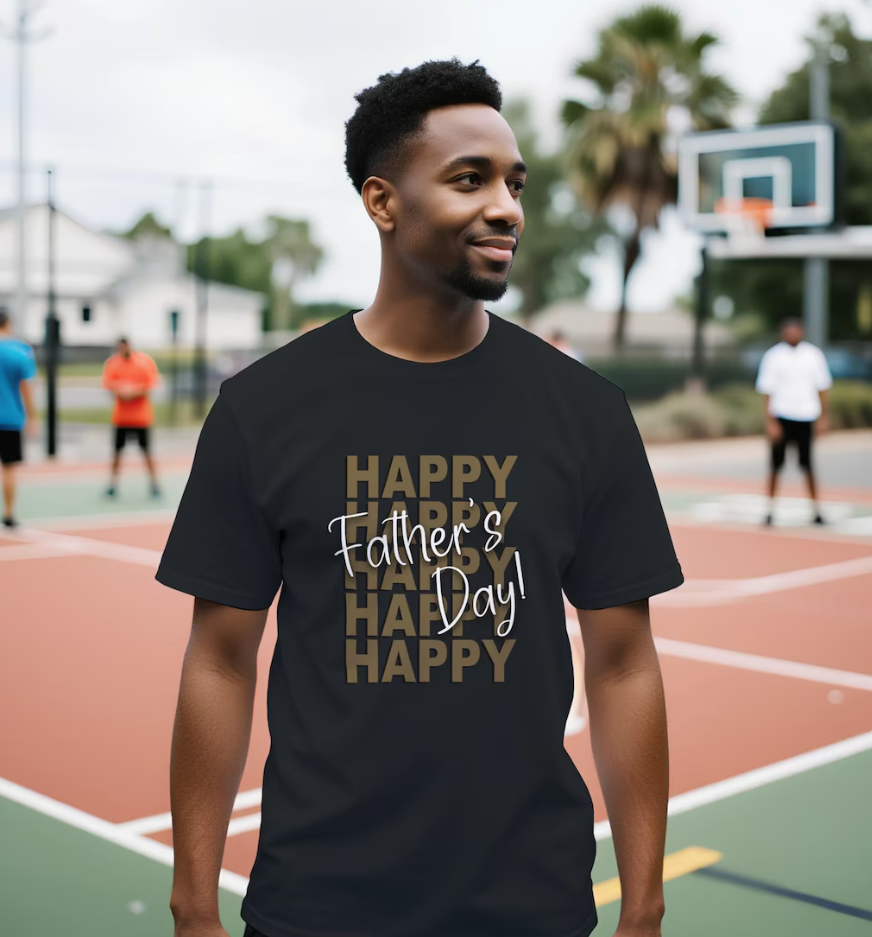 Happy Father’s Day Shirt – Bella Canvas 3001 Minimal Typography Tee, Simple Gift for Dad